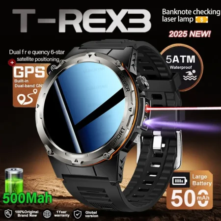 2025 NEW Top Popular Outdoors GPS tracker Sports Smart Watch Men 500mAh NFC HD Call IP68 depth waterproof Smart Watch T-REX3 Men