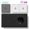 BSEED 65W USB Type-c Phone Charge Wall Socket Europe Super Quick Fast Port Plastic EU Sockets Power Outlets Home Use E-Series