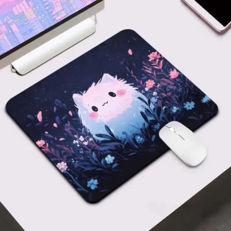 Cute Cartoon Cat Mouse Pad Square Gaming Esports MousePad Small Laptop Computer Office Table Mats HD Non-Slip Rubber Desk Mat